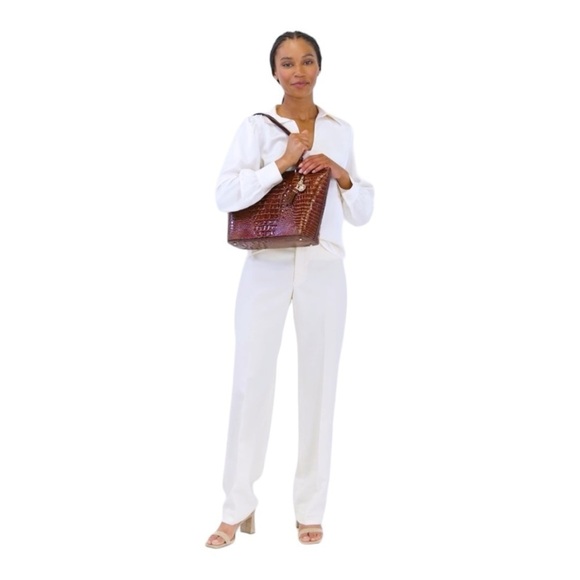 NEW Brahmin Medium Asher Tote Pecan Melborn Brown Shoulder Bag Leather - Picture 1 of 10